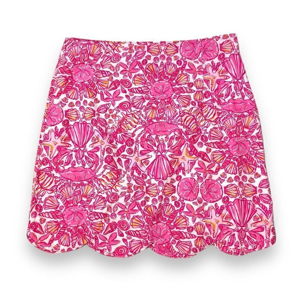 Lilly Pulitzer Lynnie Skirt Scallop Hem Hotty Pink Sailors Valentine Mini Size 2